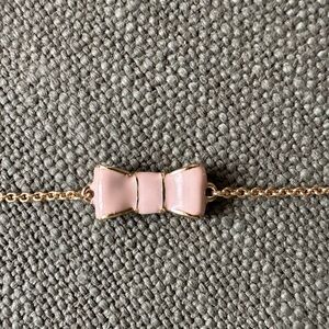 Kate Spade Take a Bow pink & gold tone necklace!